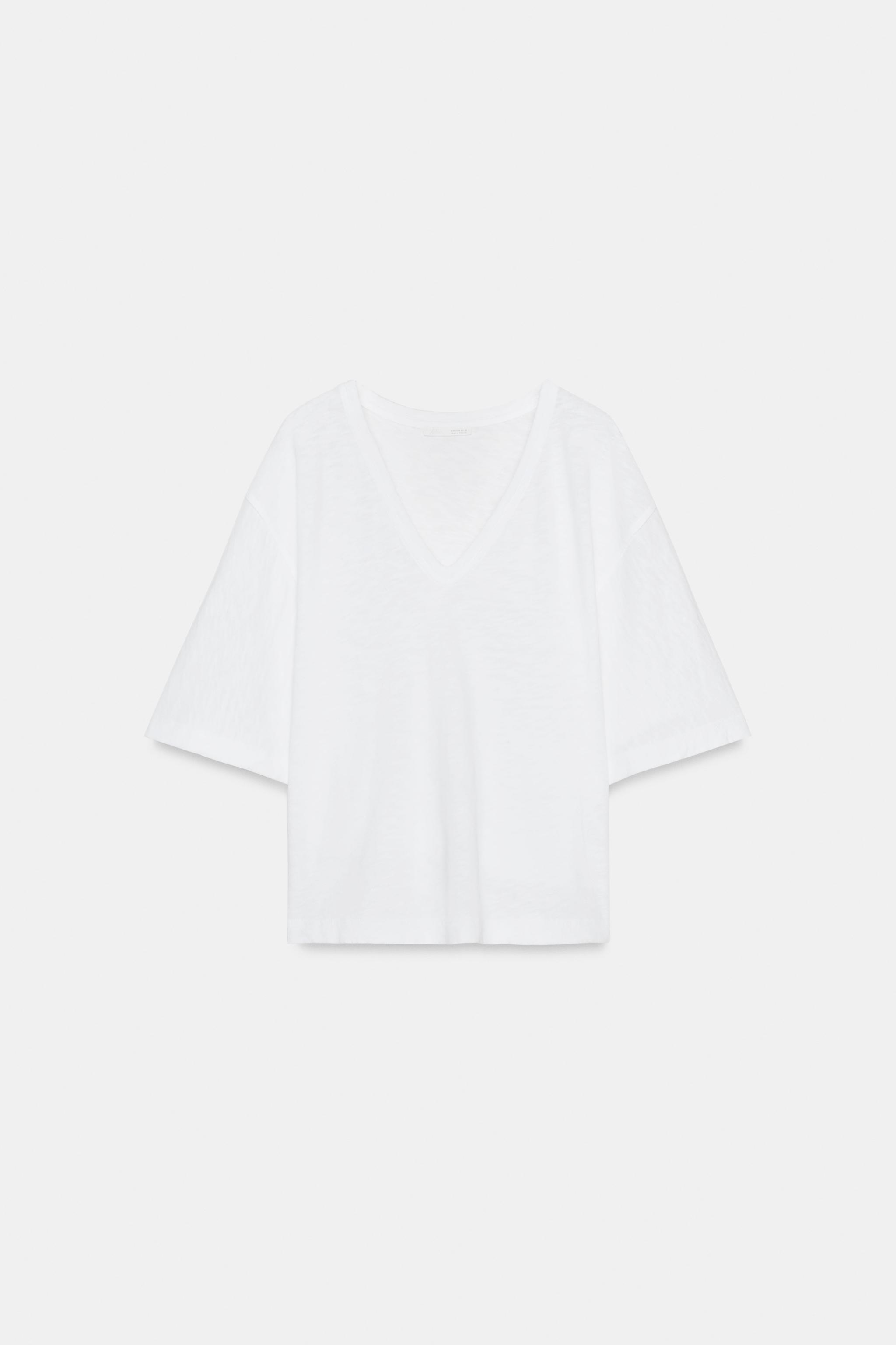 Zara V YAKA T-SHIRT görsel 7