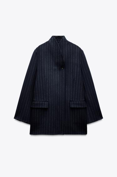 ZW COLLECTION OVERSIZE WOOL BLEND BLAZER - Blue by Zara - Image 4