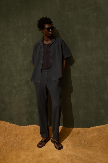 COTTON - LINEN SHIRT - Charcoal by Zara