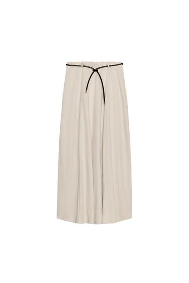 SAIA MIDI DE MALHA COM CINTO - Areia da Zara