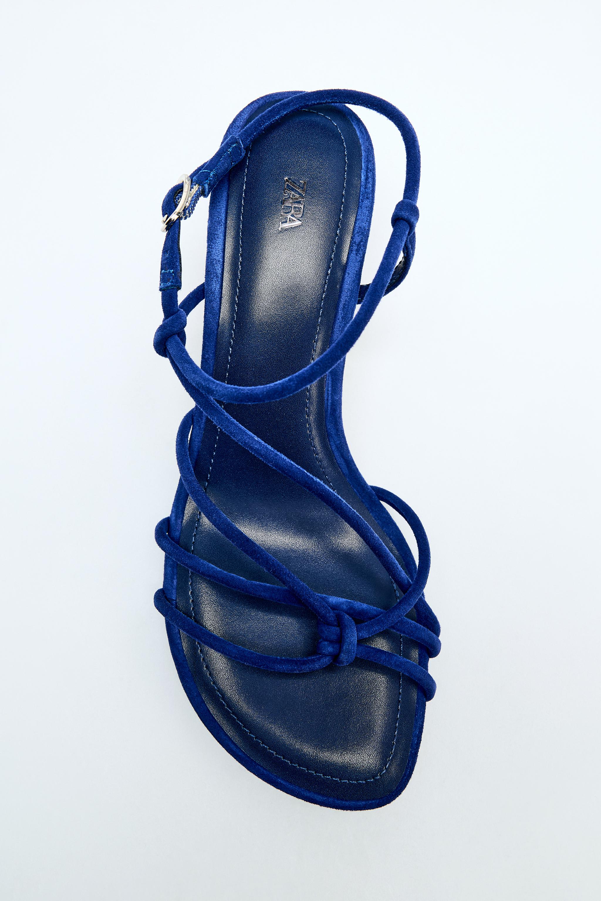 LEATHER KNOTTED HIGH-HEEL SANDALS