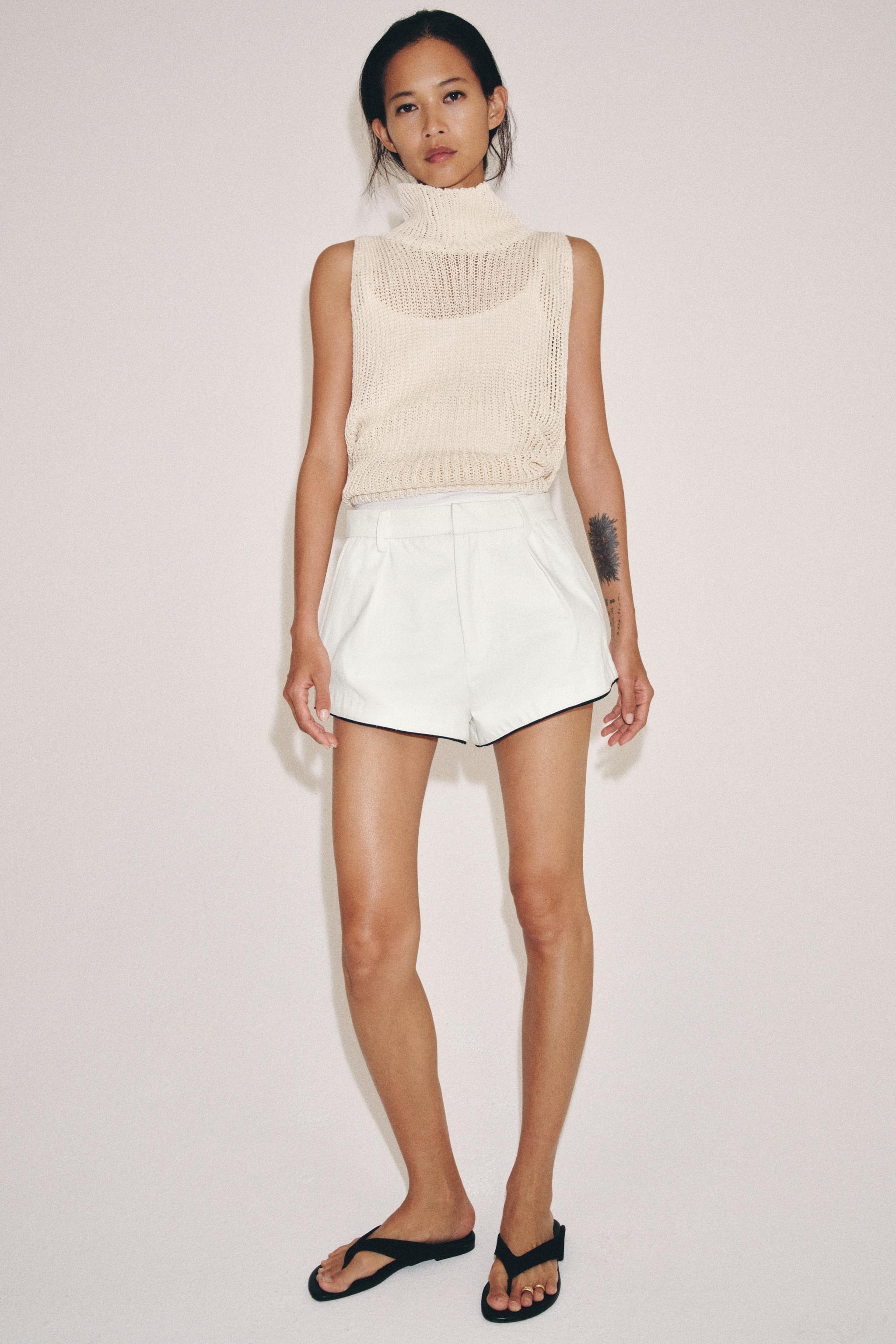 ダーツデニムショートパンツ ZWコレクション - ホワイト | ZARA Japan