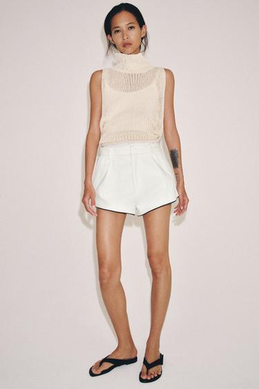 ZW COLLECTION DARTED DENIM SHORTS - White by Zara