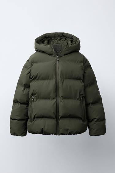 WATER-REPELLENT LABELLED PADDED COAT - Light khaki by Zara