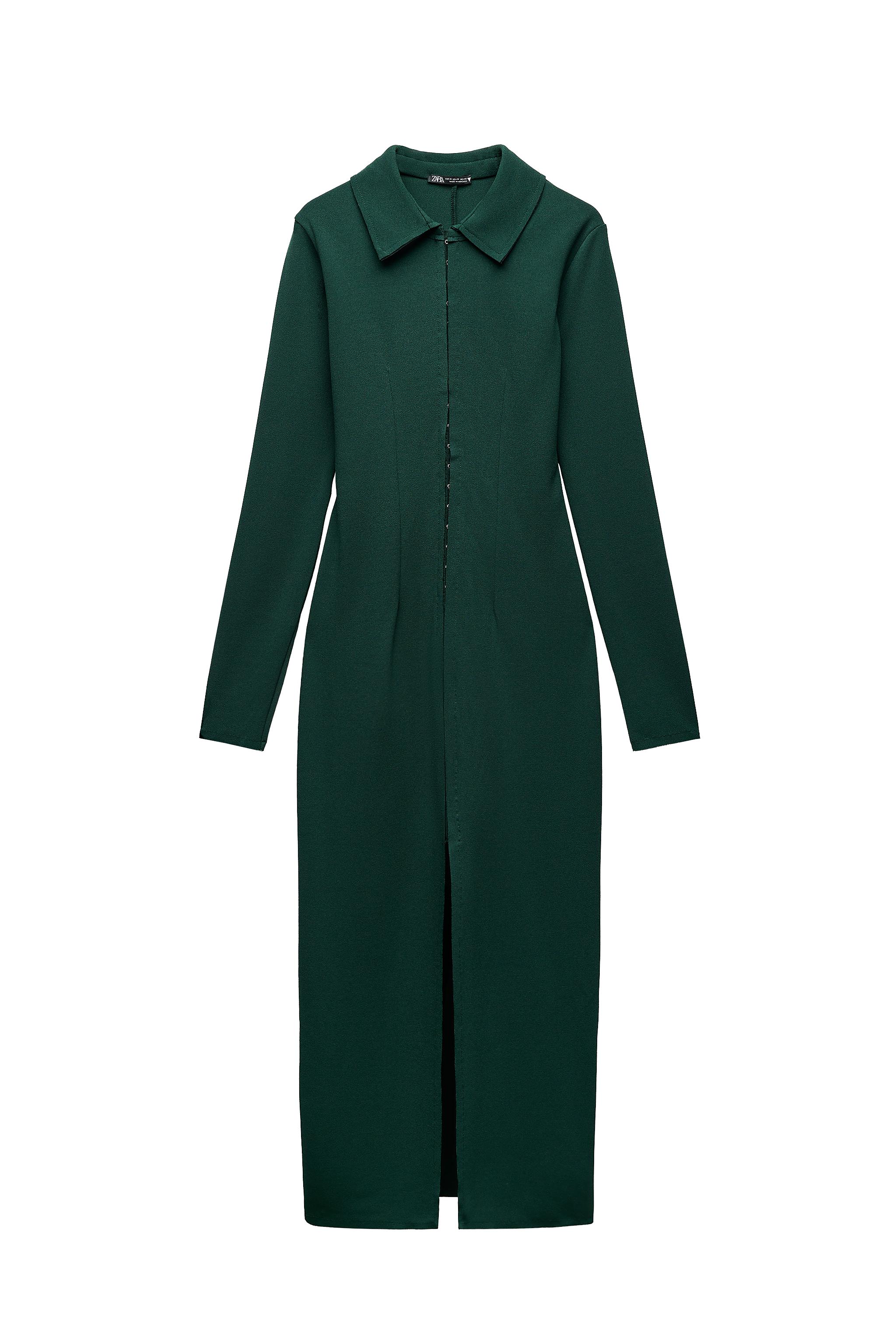 zara green button down dress MIDI SHIRT SECOND HAND variation-ahana-sparkle-boucle-dress