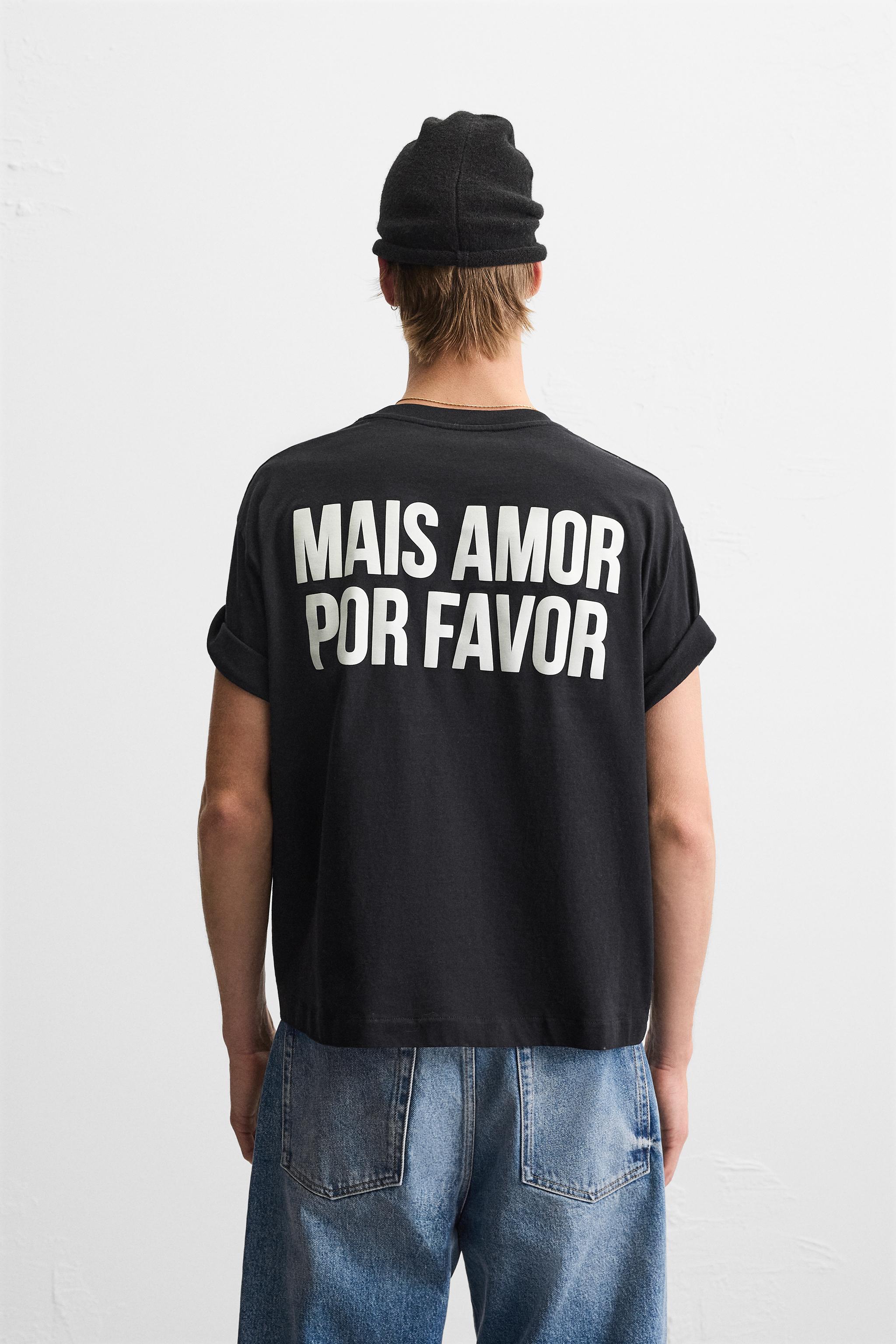 LIMITED EDITION RUBBERIZED TEXT T-SHIRT - Black | ZARA