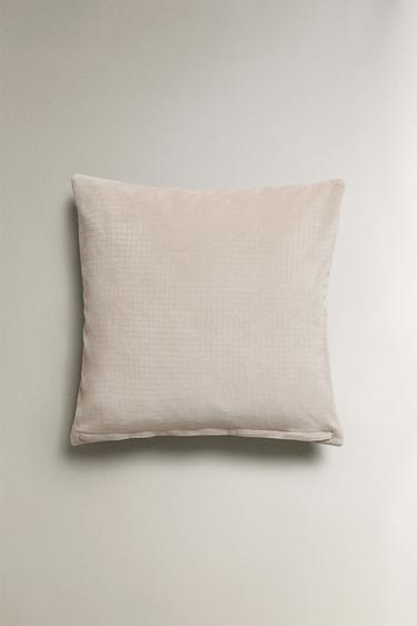 VELVET CUSHION COVER FOR QUILTS WITH MINI SQUARES - Stone de Zara - Image 3