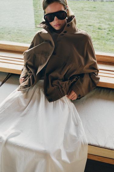 BLOUSON COL MONTANT BAS ÉLASTIQUE - Marron de Zara - Image 2