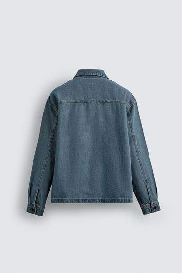 BOXY FIT DENIM SHIRT - Mid-blue by Zara - Image 7