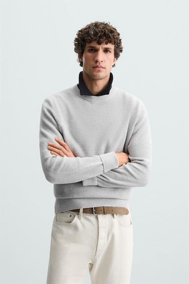 Zara REGULAR FIT TEXTURED JUMPER - Gray marl