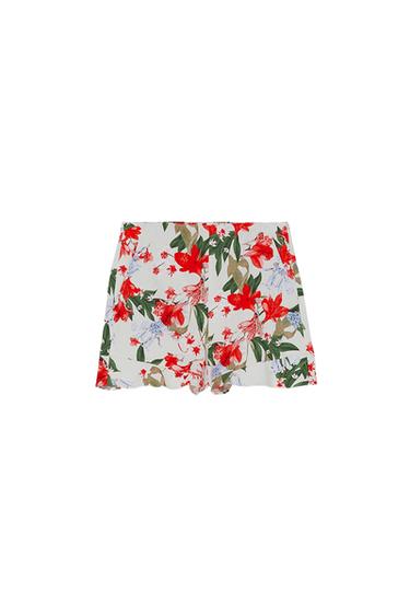 RUFFLED PRINTED SHORTS