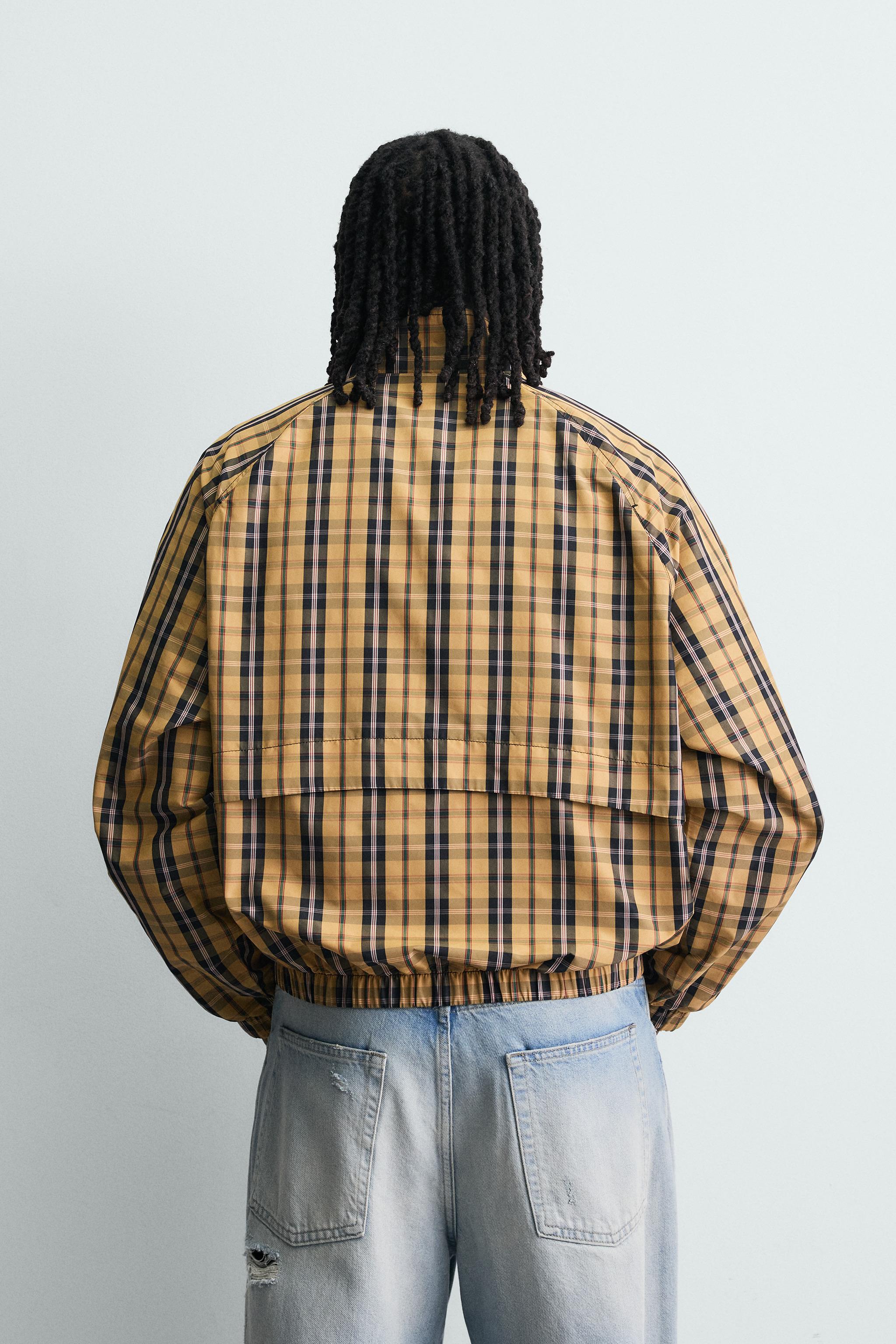 テクニカルチェック柄ボクシーフィットジャケット - イエロー | ZARA