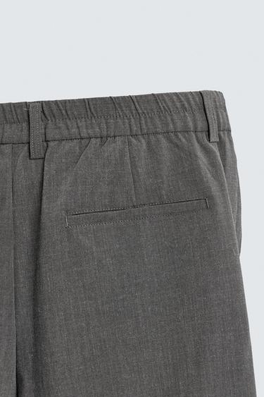 Zara WIDE FIT PLEATED PANTS - Gray