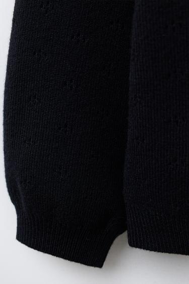 EMBROIDERED FLORAL KNIT SWEATER - Black by Zara - Image 3