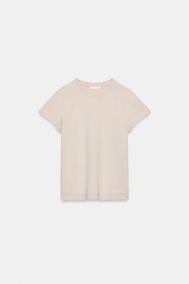 DOUBLE EFFECT SHORT SLEEVE T-SHIRT - Ecru by Zara