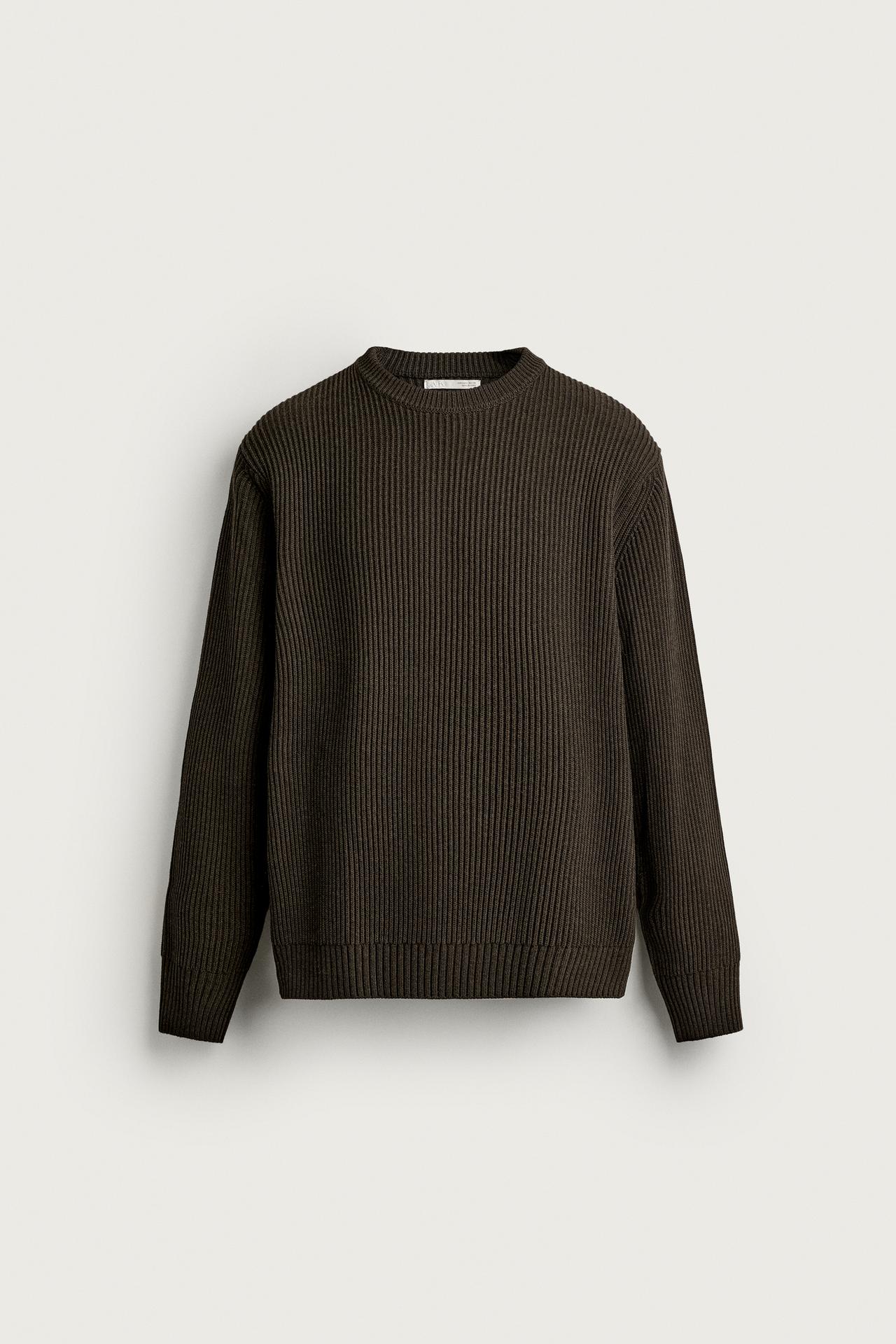 STRUCTURED REGULAR FIT SWEATER — Moss green
