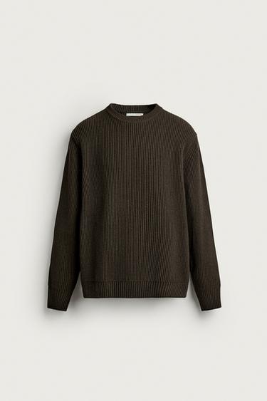 STRUCTURED REGULAR FIT SWEATER — Moss green 1