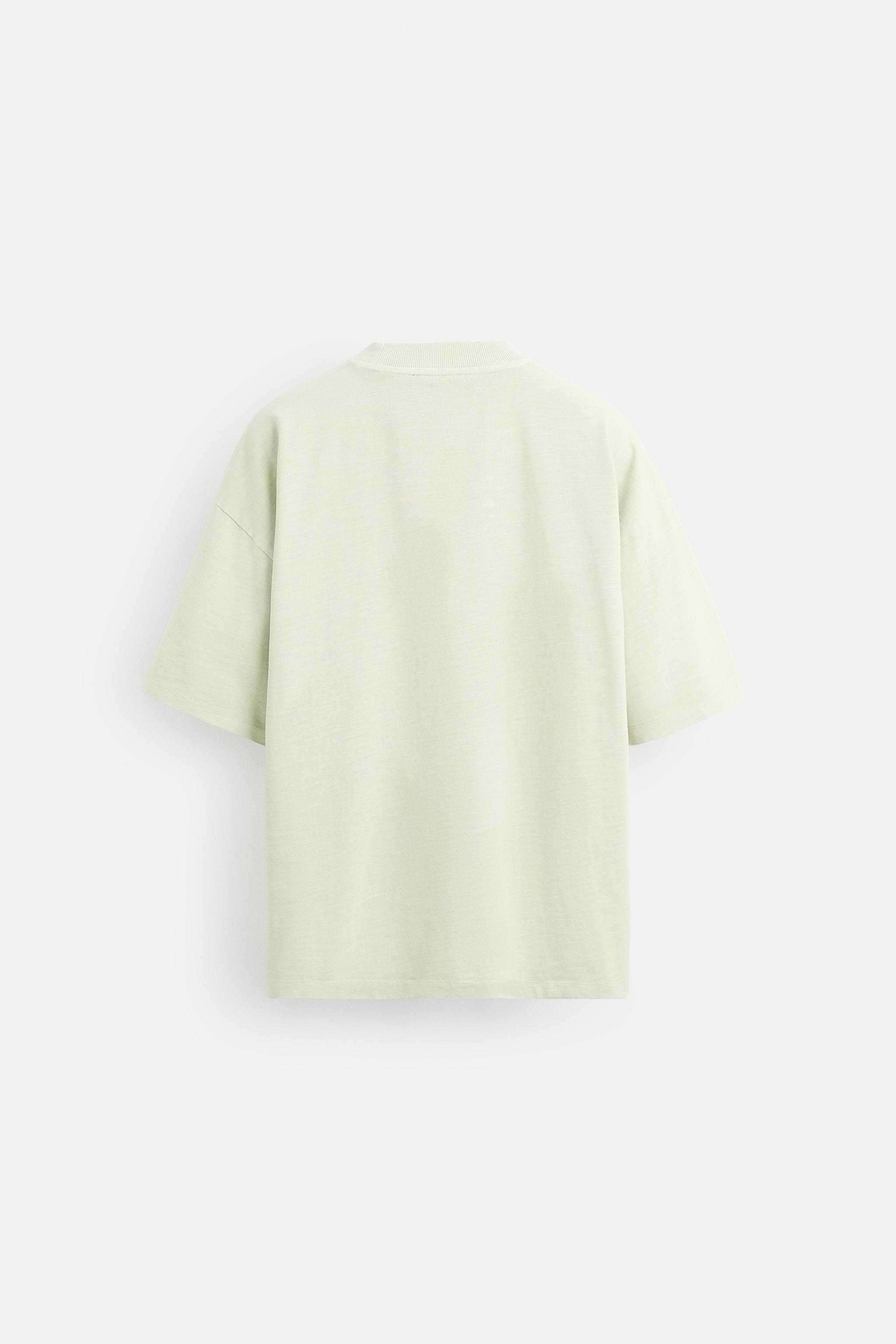 ウォッシュ加工ボクシーフィットTシャツ - ライトグリーン