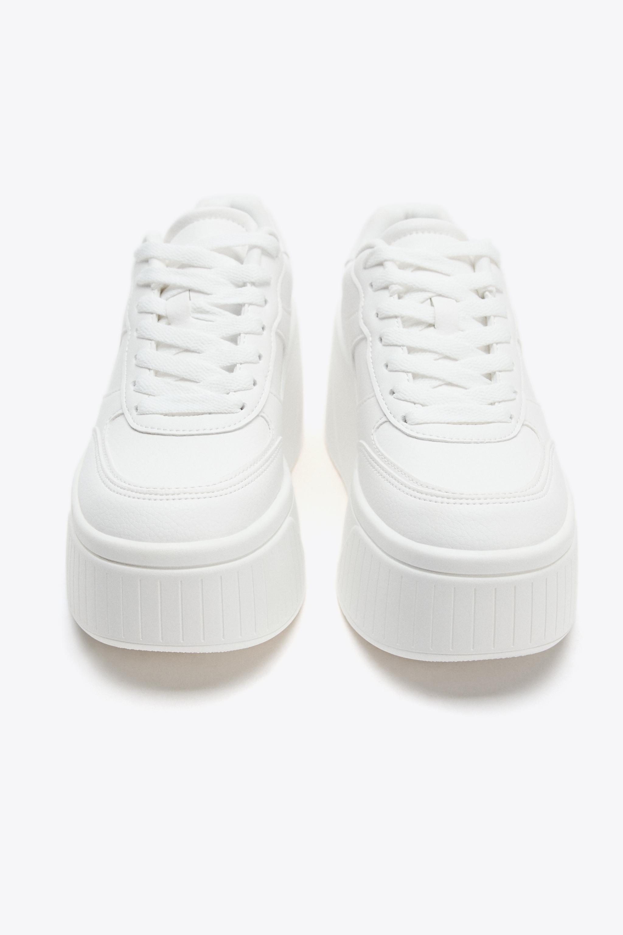 ZARA フラットフォームスニーカー ホワイト 36(23.5) ZARA】フラットフォームスニーカー (ZARA/スニーカー) 110229520
