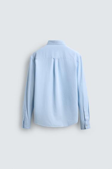 CHEMISE STRUCTURÉE EN TWILL - Bleu ciel de Zara - Image 7
