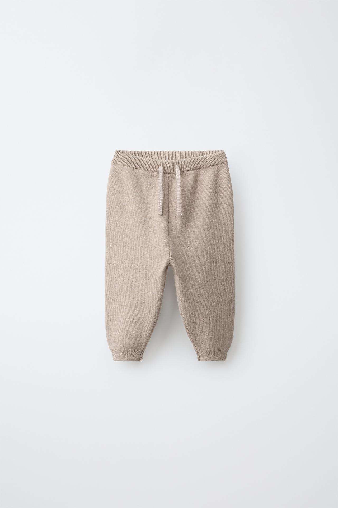 KNIT JOGGER PANTS — taupe brown
