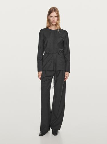 Zara Wool blend blouse with belt - Black