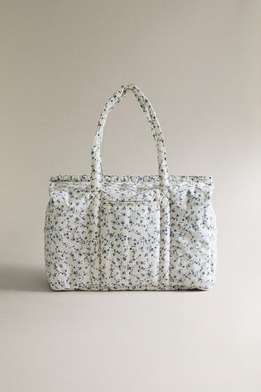 BLUE FLORAL COTTON MATERNITY BAG - Блакитний Zara