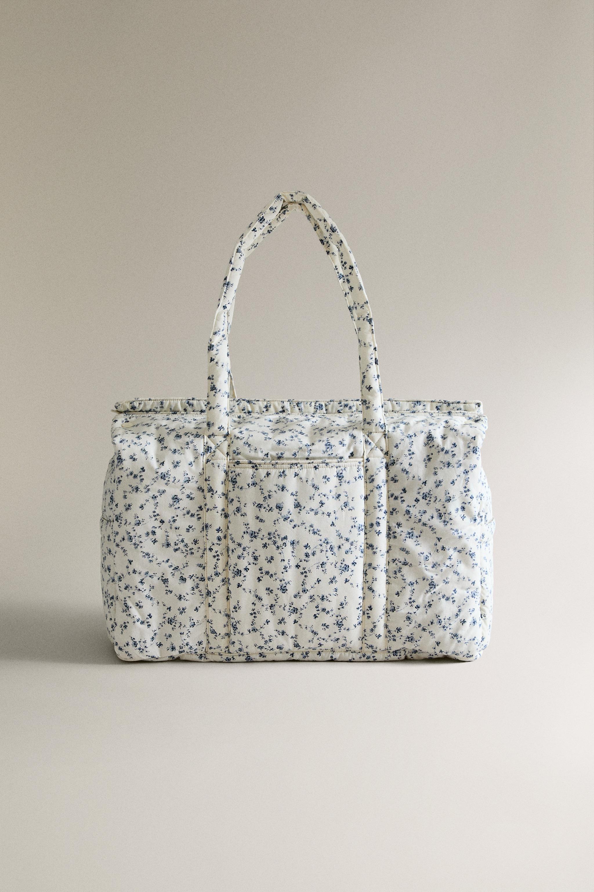 COTTON BLUE FLORAL DIAPER BAG