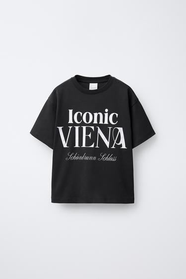 CAMISETA ESTAMPADA COM TEXTO - Antracito-escuro da Zara