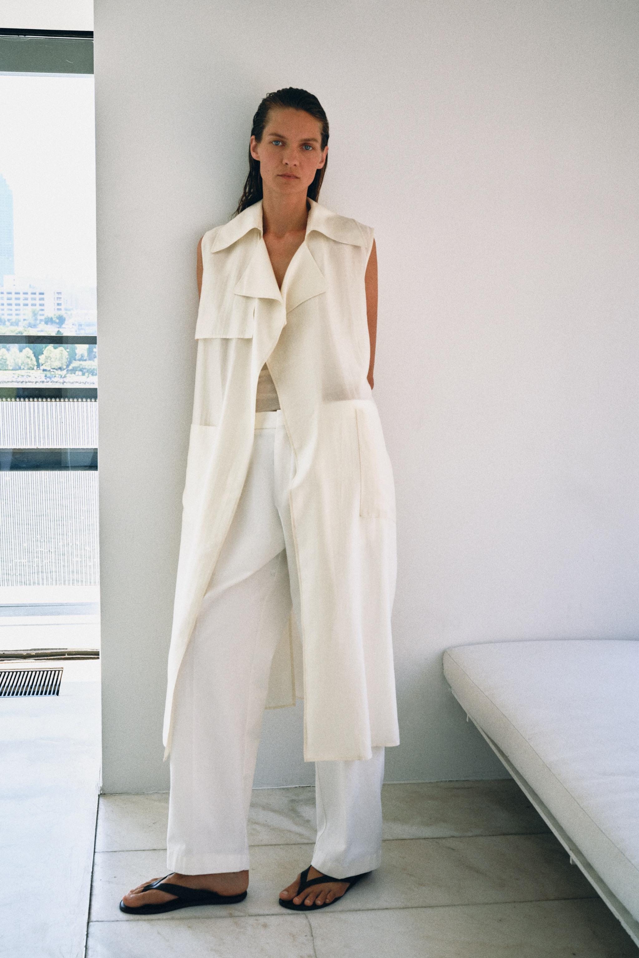 ZW COLLECTION LONG FLOWY VEST - Ecru | ZARA Canada