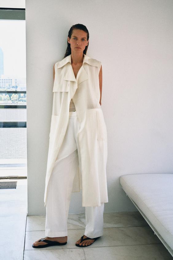 ZW COLLECTION LONG FLOWING WAISTCOAT - Ecru by Zara - Image 0