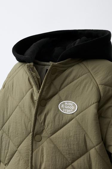 BLOUSON REMBOURRÉ CAPUCHE COMBINÉE - Kaki de Zara - Image 4