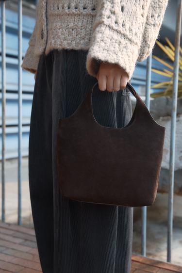 레더 미니 토트백 - Zara 다크 브라운