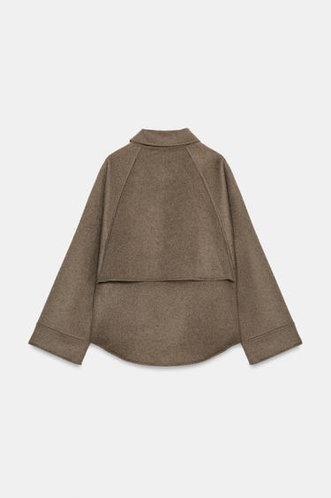 WOOL BLEND JACKET WITH ZIP ZW COLLECTION - Brown / Taupe by Zara - Image 6