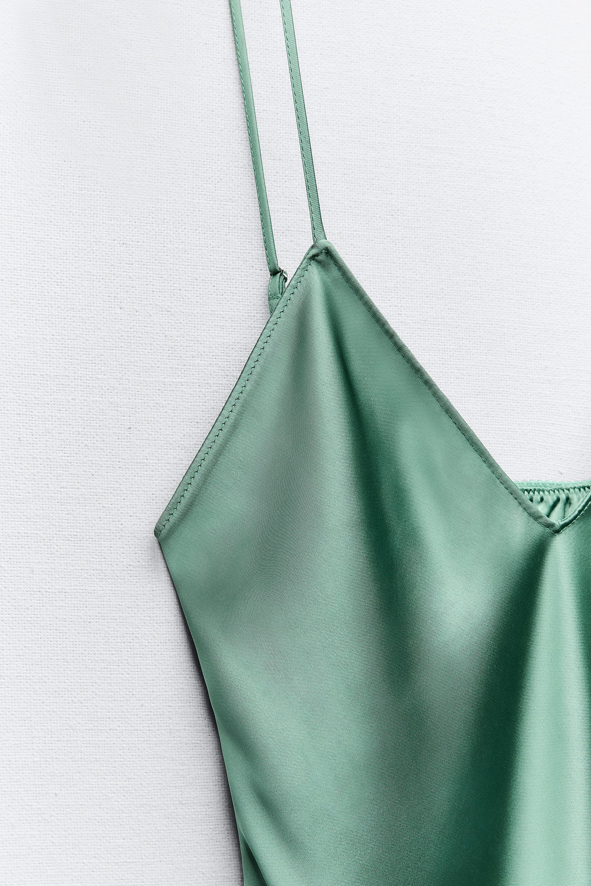 Zara Satin Effect Midi Slip Green Draped Dress Size XS NWT Bloggers  Favourite