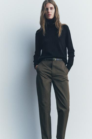 PANTALÓN CINTURÓN ZW COLLECTION - Khaki de Zara - Imagen 0