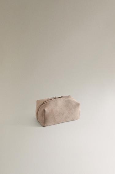 MEDIUM SPLIT LEATHER WASH BAG - Ecru White by Zara - Image 1