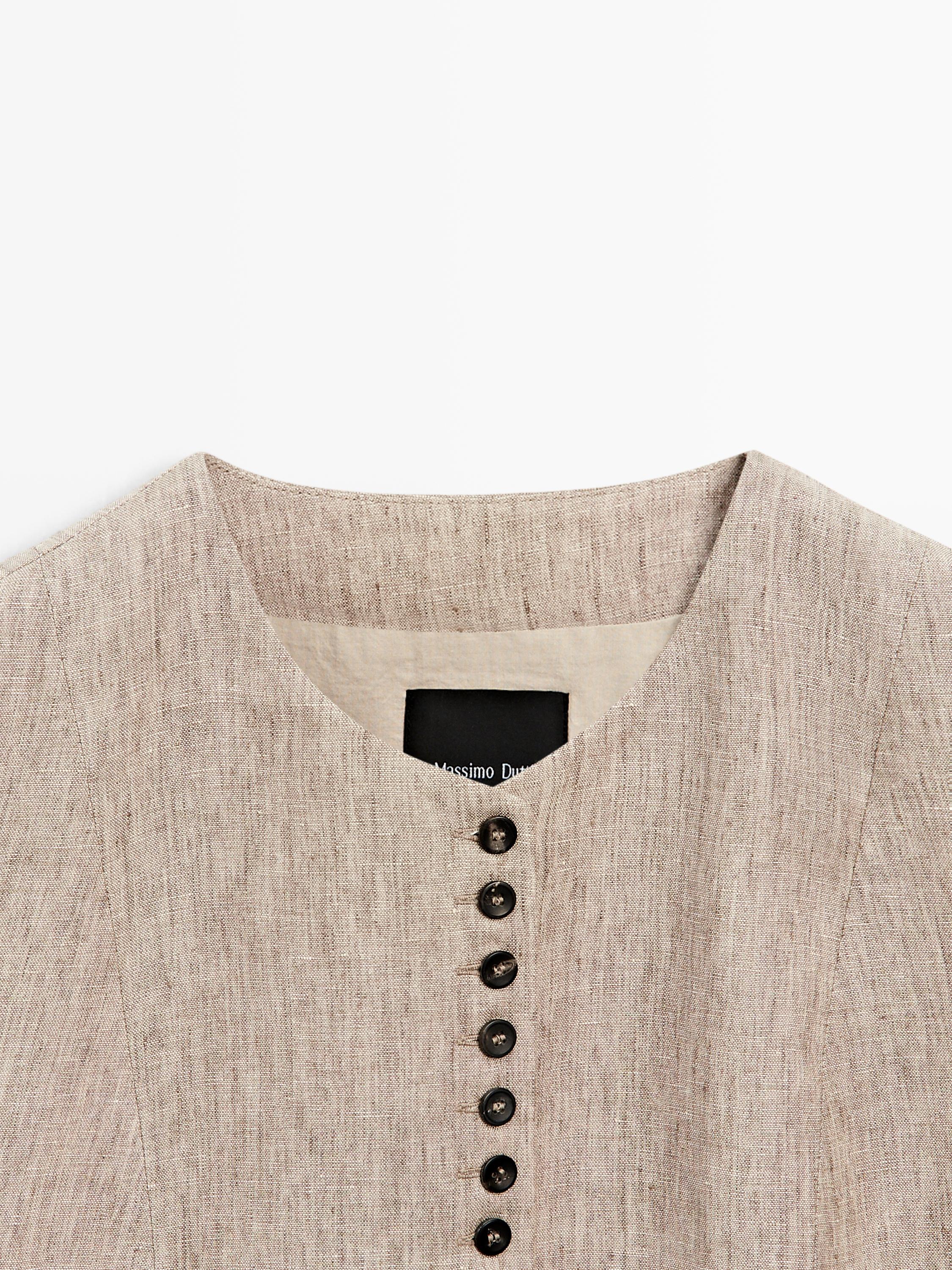 Linen melange waistcoat with buttons