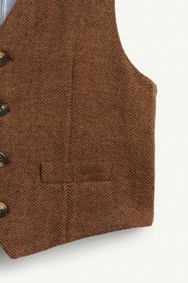 GILET À CHEVRONS AVEC LAINE ÉDITION LIMITÉE - Marron de Zara - Image 5
