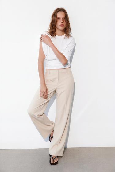 LOW-RISE STRAIGHT-LEG TROUSERS - Sand by Zara - Image 0