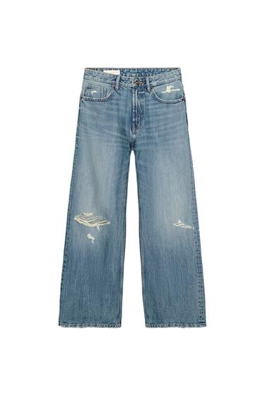 JEANS TRF BOYFRIEND BELEL MID WAIST - Biru dari Zara