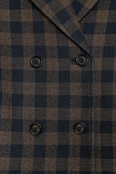 ZW COLLECTION CHECKED DOUBLE-BREASTED JACKET - Navy blue by Zara - Image 6
