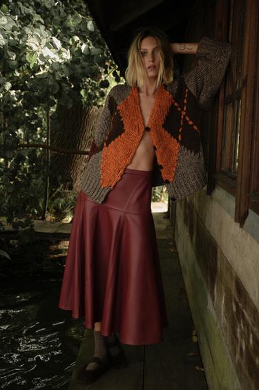 DIAMOND KNIT CARDIGAN - Taupe by Zara