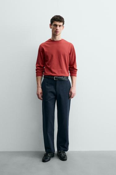 CAMISETA MEDIUM WEIGHT MANGA LARGA - Rojo de Zara - Imagen 0