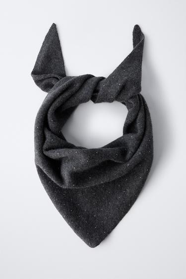 FOULARD TRIANGULAIRE EN MAILLE BRILLANT - Gris chiné de Zara - Image 3