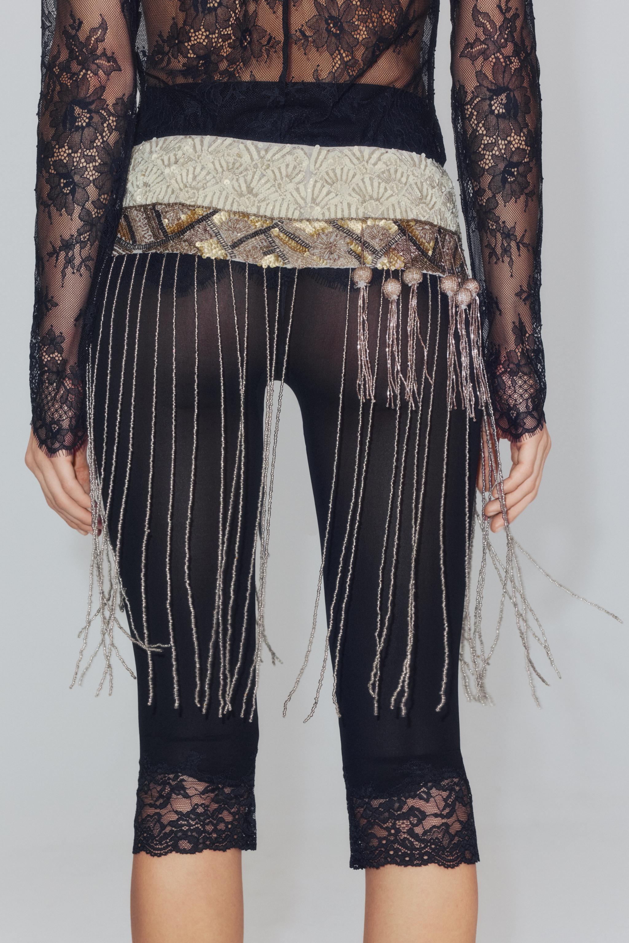 EMBROIDERED BEADED FRINGED SASH LIMITED EDITION - Golden | ZARA