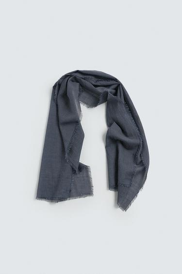 COTTON TEXTURED SCARF - Navy blue by Zara - Image 3