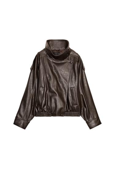 Zara FAUX LEATHER JACKET - Brown
