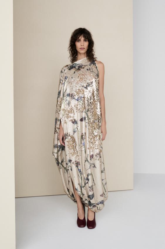 Zara PRINTED SEQUIN DRESS - Printed - Image 0
