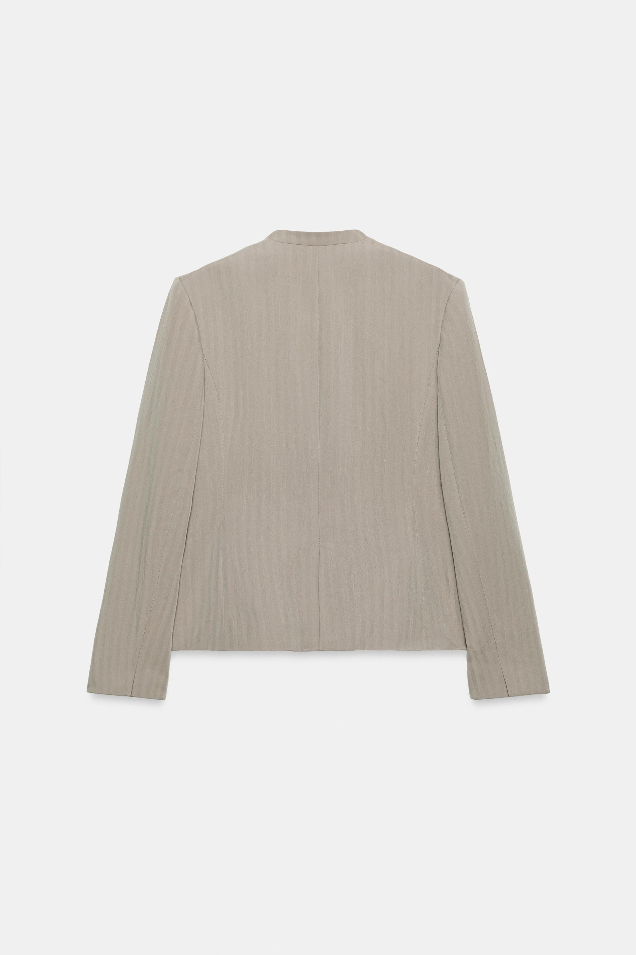 Женские пиджаки Zara COLLARLESS FITTED BLAZER — фото 3